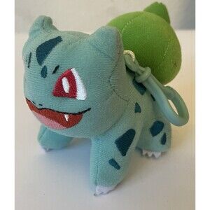 Pokemon 2016 Bulbasaur Bag Clip-On Keychain Soft Plush Stuffed Animal 3.5”